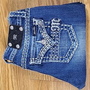 MISS ME VINTAGE JEANS WOMEN 26x23 BLUE EASY CAPRI JUNIOR'S GIRLS FADED DENIM